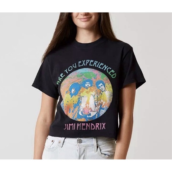 Jimi Hendrix Tops - Jimi Hendrix Oversized Crop Top Band Tee Sz Small Groovy Concert Festival Black